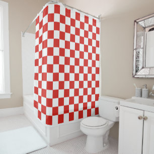 Rideaux De Douche à carreaux rouge blanc
