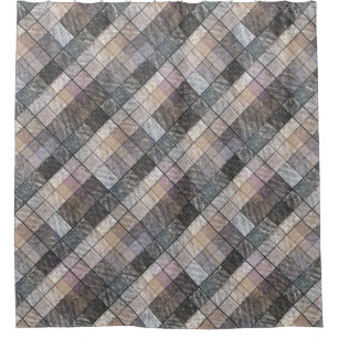 Rideaux De Douche À damiers gris.