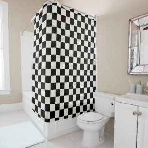 Rideaux De Douche à damiers noir et crème
