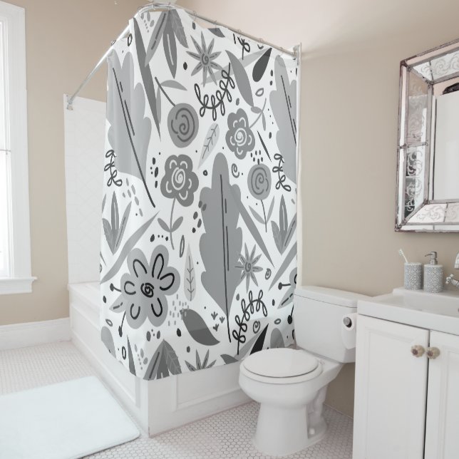 Rideaux de douche à fleurs (En situation)