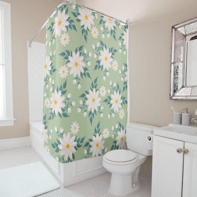Rideaux de douche à fleurs (En situation)