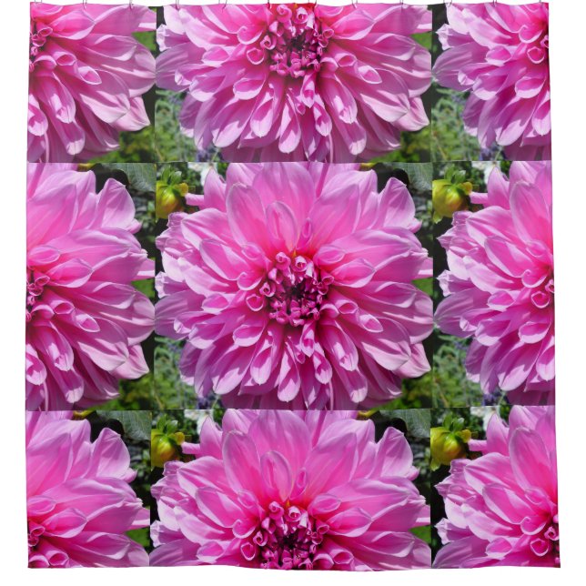 Rideaux de douche à fleurs rose violet Dhalia (Devant)