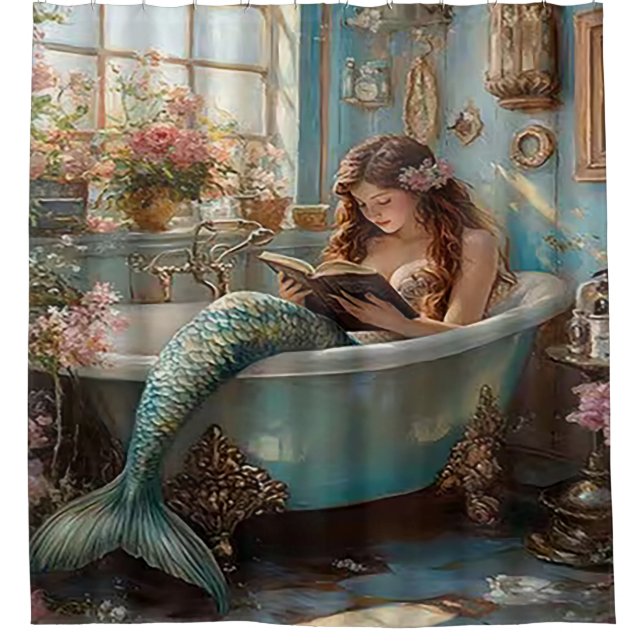 Rideaux De Douche A Mermaid in Her Aquatic Bath (Devant)