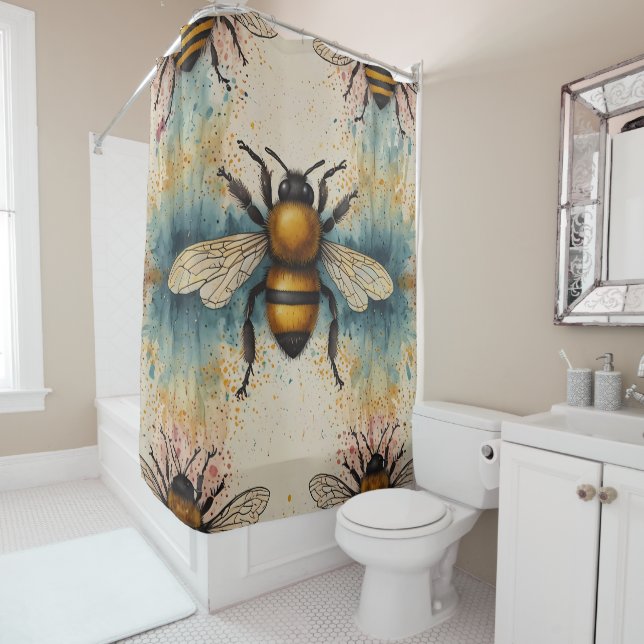 Rideaux De Douche Abee vibrante aux teintes pastel (En situation)
