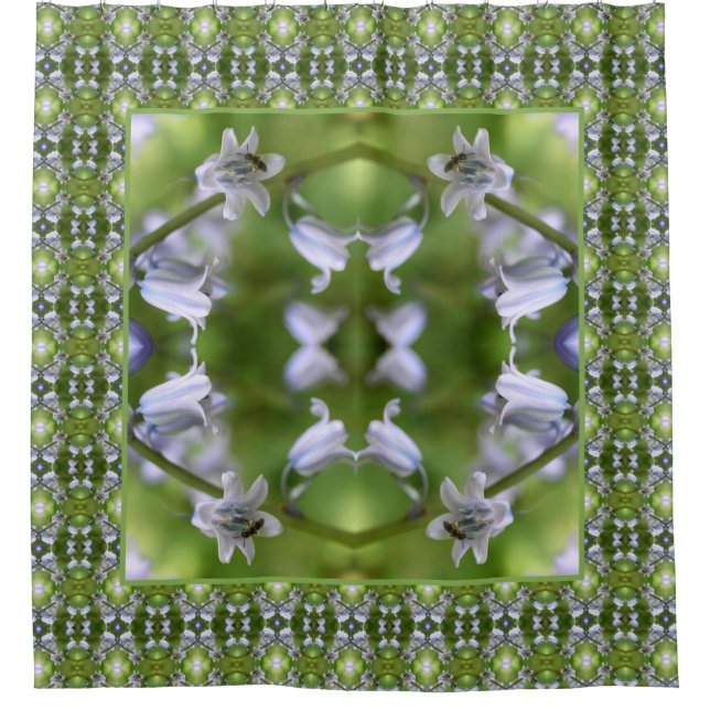 Rideaux De Douche Abeille Sur Bluebell Flower Abstrait (Devant)