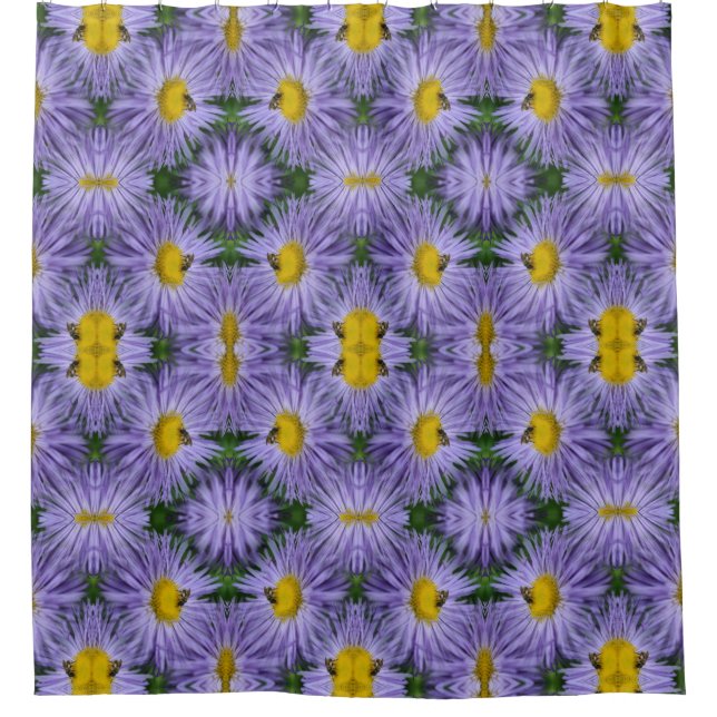 Rideaux De Douche Abeille sur fleurs d'aster violet Motif d'art de l (Devant)