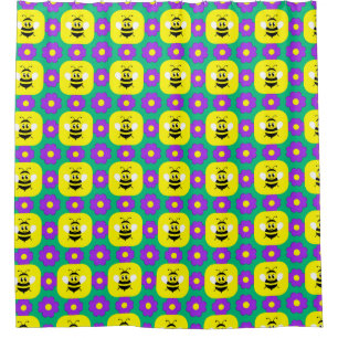 Rideaux De Douche Abeilles et fleurs de dessin animé
