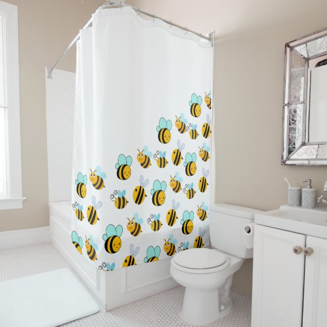 Rideaux De Douche Abeilles fantaisistes (En situation)