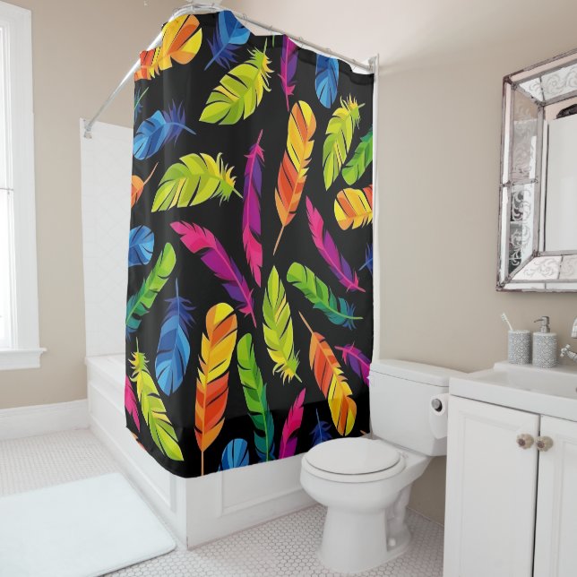 Rideaux De Douche Abstract colorful feather explosion (En situation)