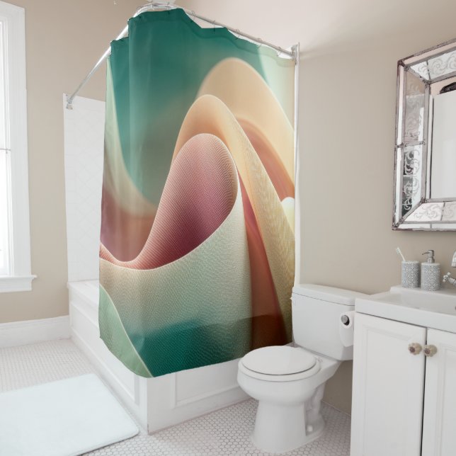 Rideaux De Douche Abstract Drapery with Pastel Gradient Flow (En situation)