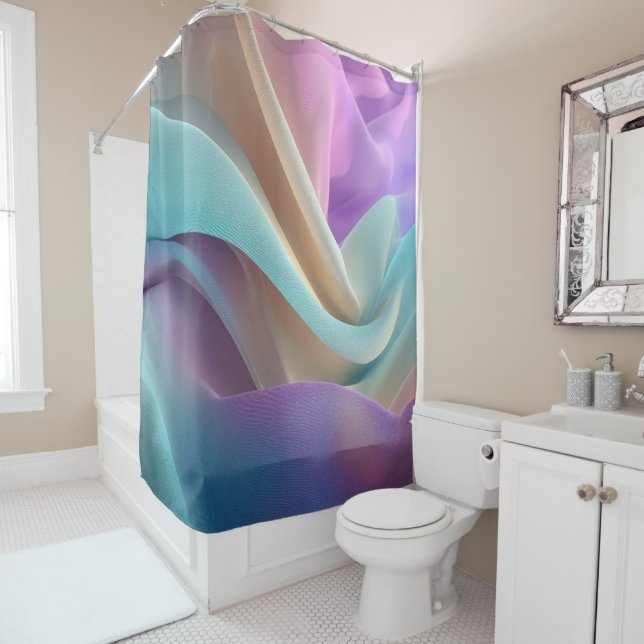 Rideaux De Douche Abstract Fabric Texture in Pastel Tones (En situation)