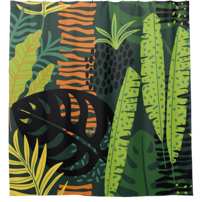 Rideaux De Douche Abstract seamless pattern with tropical leaves. Ha (Devant)