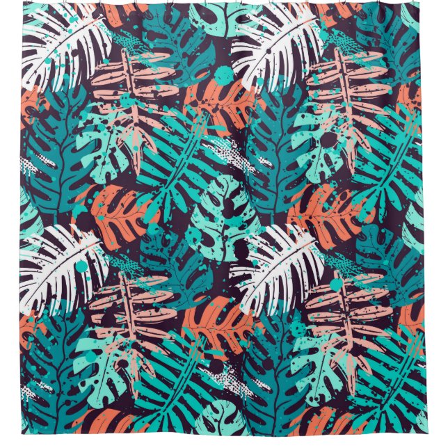 Rideaux De Douche Abstract seamless tropical leaves pattern. Creativ (Devant)