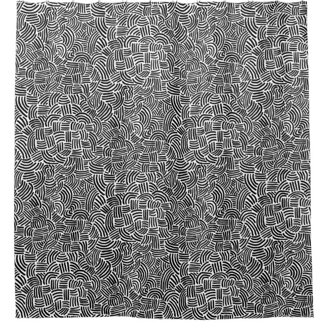 Rideaux De Douche Abstrait 200923 - Noir sur blanc (Devant)