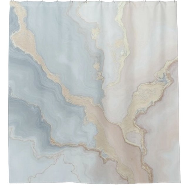 Rideaux De Douche Abstrait Bleu Gris Beige Crème Poussiéreux Clair (Devant)