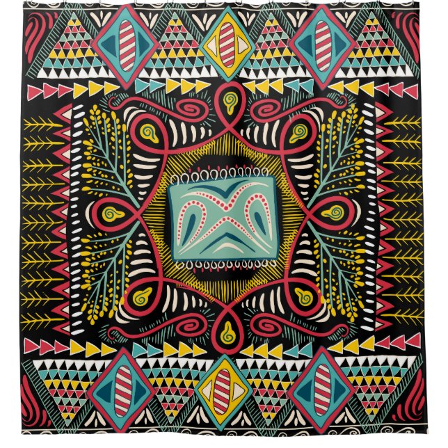 Rideaux De Douche Abstrait coloré : design de poche carré. (Devant)