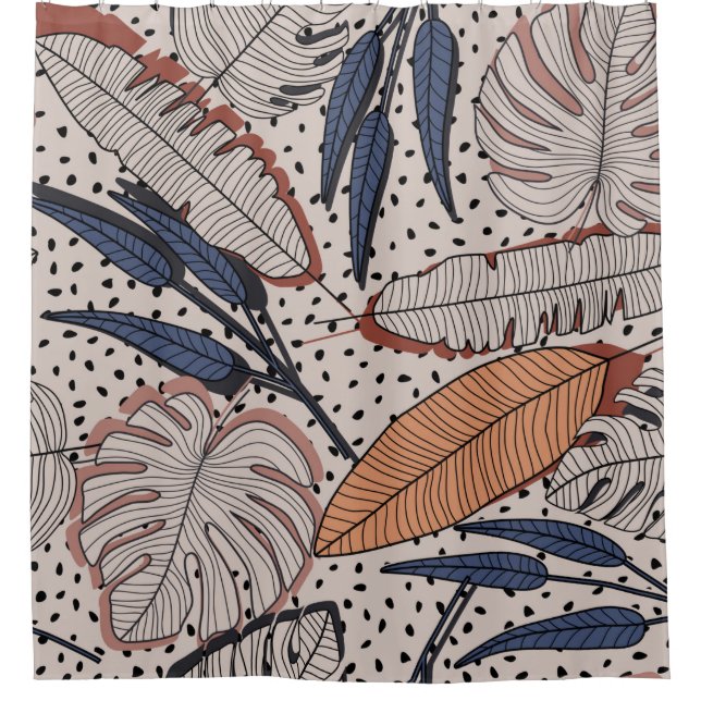 Rideaux De Douche Abstrait créatif tropical continu motif sur le dos (Devant)