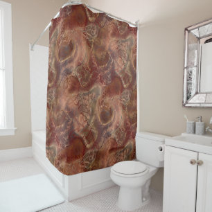 Rideaux De Douche abstrait de marbre orange et rouge