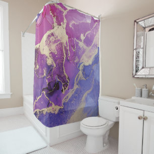 Rideaux De Douche Abstrait d'or rose violet unique