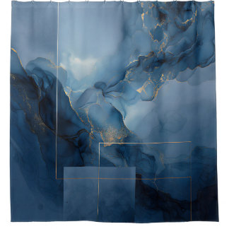 Rideaux De Douche Abstrait géométrique bleu sarcelle brume encadré