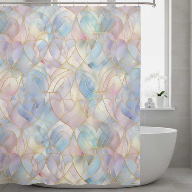 Rideaux De Douche Abstrait Iridescent Élégant (modern abstract iridescent pastel shower curtain)