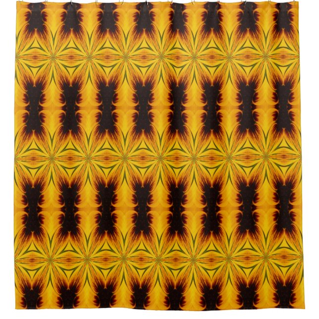Rideaux De Douche Abstrait Jaune Et Motif Brown (Devant)