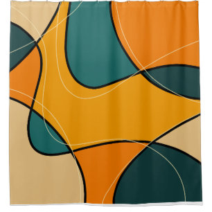 Rideaux De Douche Abstrait Mid-Century moderne