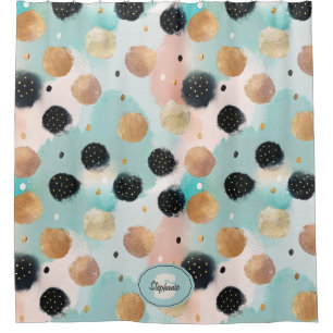 Rideaux De Douche Abstrait moderne Brushstroke & Polka Dot Motif