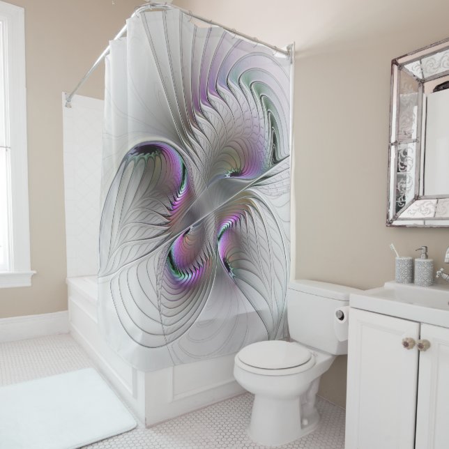 Rideaux De Douche Abstrait moderne Shy Imaginaire Figure Fractal Art (En situation)