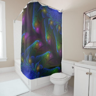 Rideaux De Douche Abstrait Moderne Trippy Fractal Lumineux Coloré