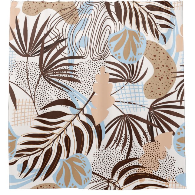 Rideaux De Douche Abstrait Nature Exotic Plante Motif (Devant)