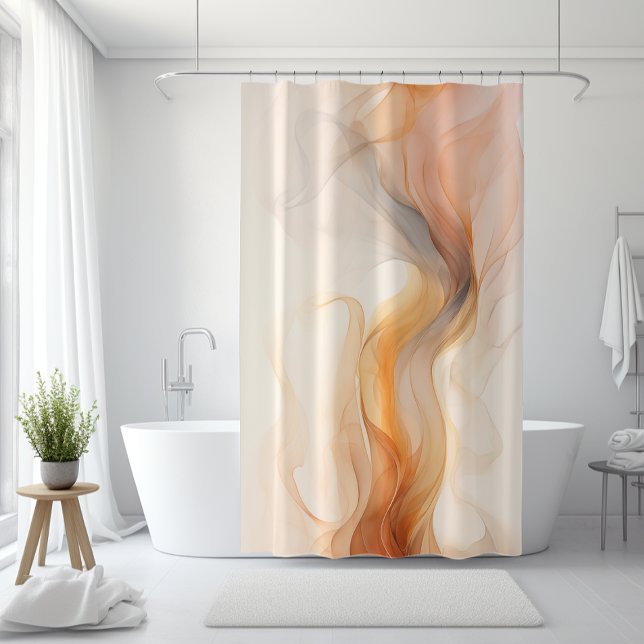 Rideaux De Douche Abstrait neutre - Beige et orange brûlée (Neutral Abstract Flow Beige, Brunt Orange, Grey Shower Curtain)