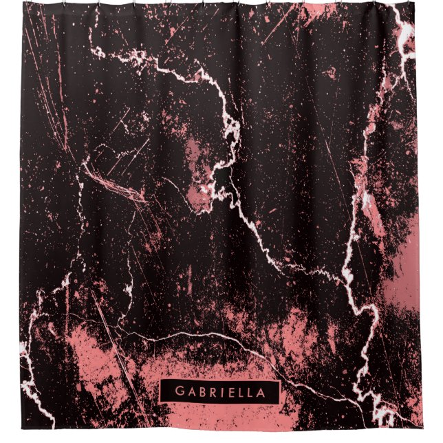 Rideaux De Douche Abstrait noir et rose (Devant)