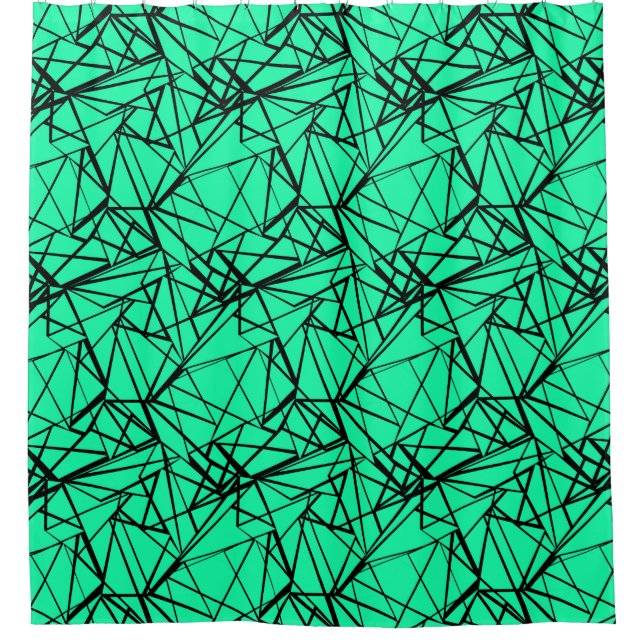 Rideaux De Douche Abstrait noir turquoise (Devant)