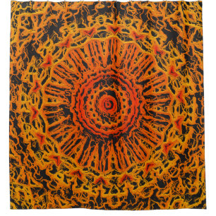 Rideaux De Douche Abstrait orange, jaune et noir