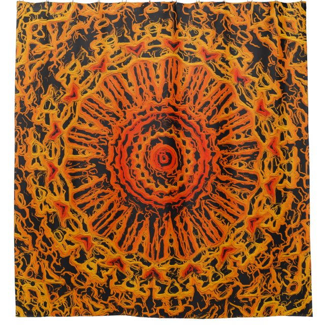 Rideaux De Douche Abstrait orange, jaune et noir (Devant)