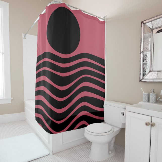 Rideaux De Douche Abstrait rose profond du Bauhaus (En situation)