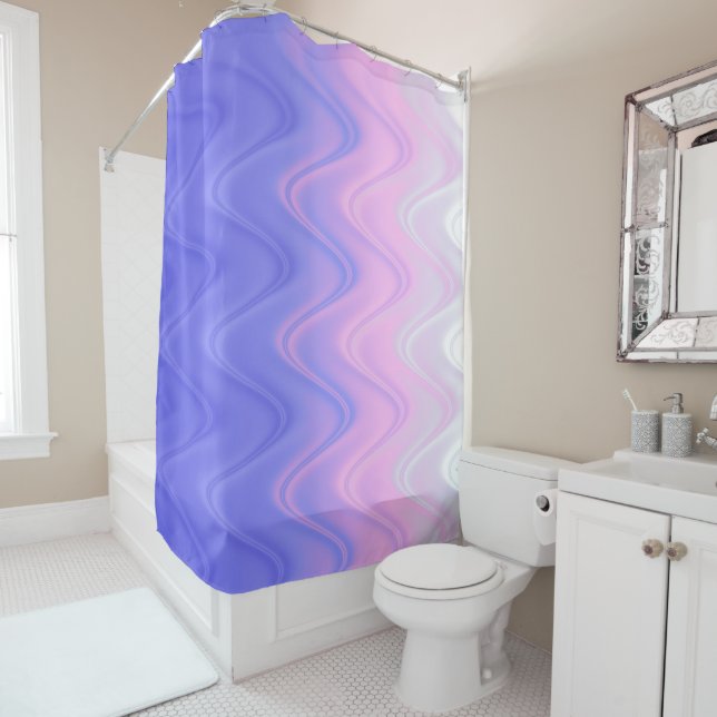 Rideaux De Douche Abstrait rose vif et violet (En situation)