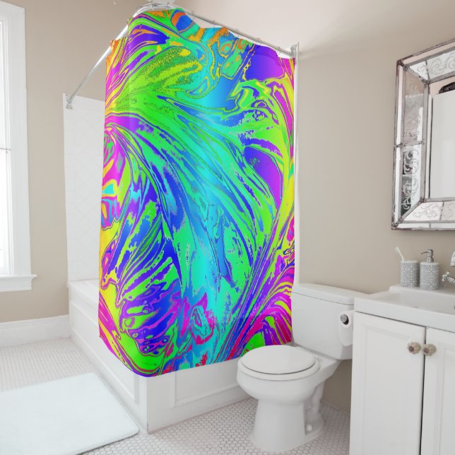 Rideaux De Douche Abstrait Splashing Rainbow Liquid (En situation)