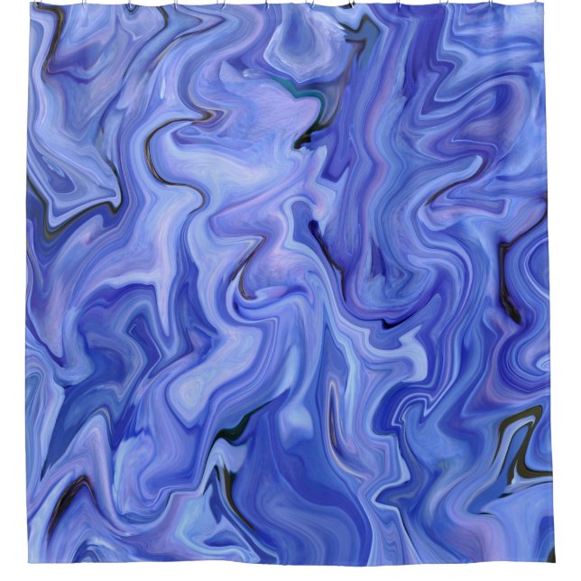 Rideaux De Douche Abstraite de soie bleue (Devant)