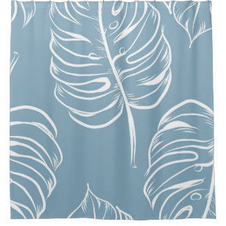 Rideaux De Douche Abstraite Feuille Tropicale : Verdure transparente