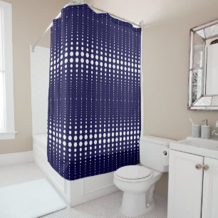 Rideaux De Douche Abstraite ligne blanche marine design pointillé