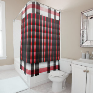 Rideaux De Douche Abstraite Rouge Noir Plaid Collection moderne