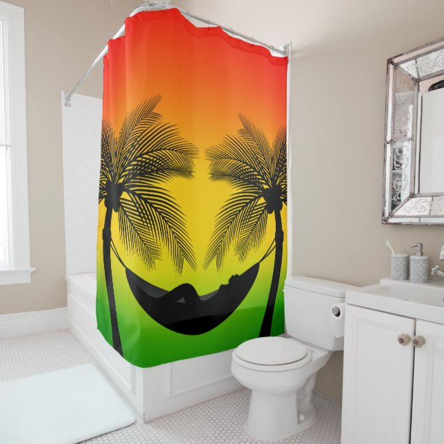 Rideaux De Douche Abstraite vie tropicale | Hammock Silhouette (En situation)
