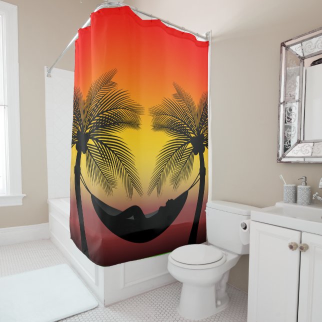 Rideaux De Douche Abstraite vie tropicale | Hammock Silhouette (En situation)