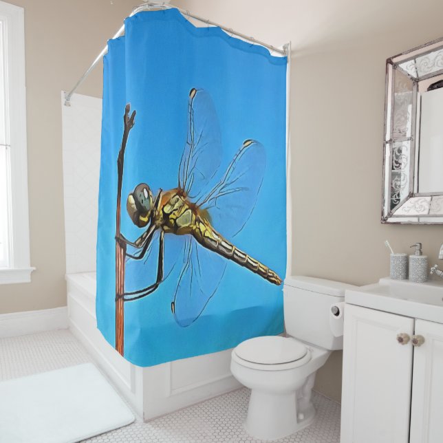 Rideaux De Douche Accrochez-Vous Là Dragonfly Artistique (En situation)