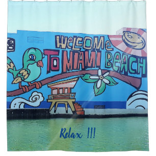 Rideaux De Douche Accueil personnalisé Miami Beach Floride Graffiti