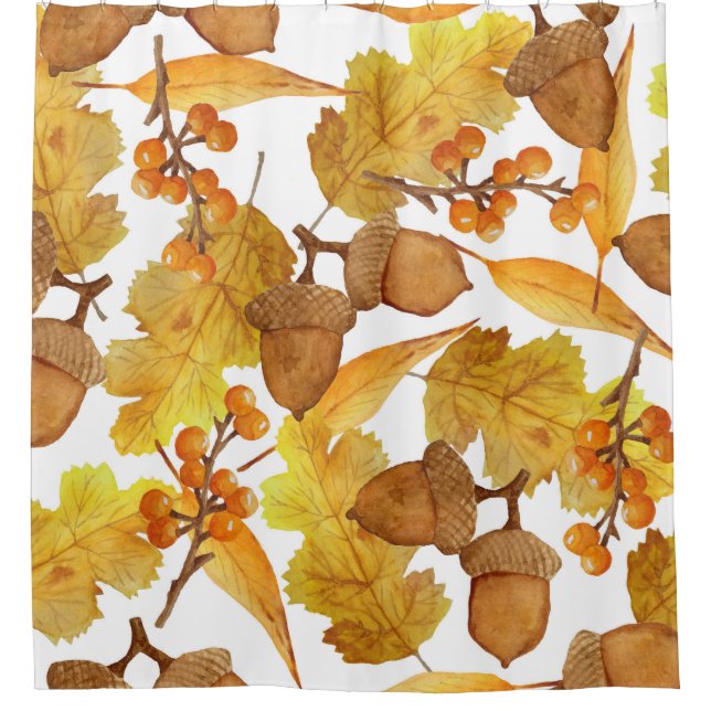Rideaux De Douche Acornes d'automne : aquarelle Thanksgiving Design (Devant)