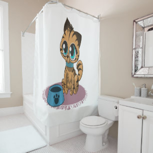 Rideaux De Douche Adorable chaton mignon et pelucheux avec les yeux