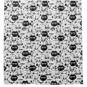 Rideaux De Douche Adorable Motif de chats Doodle